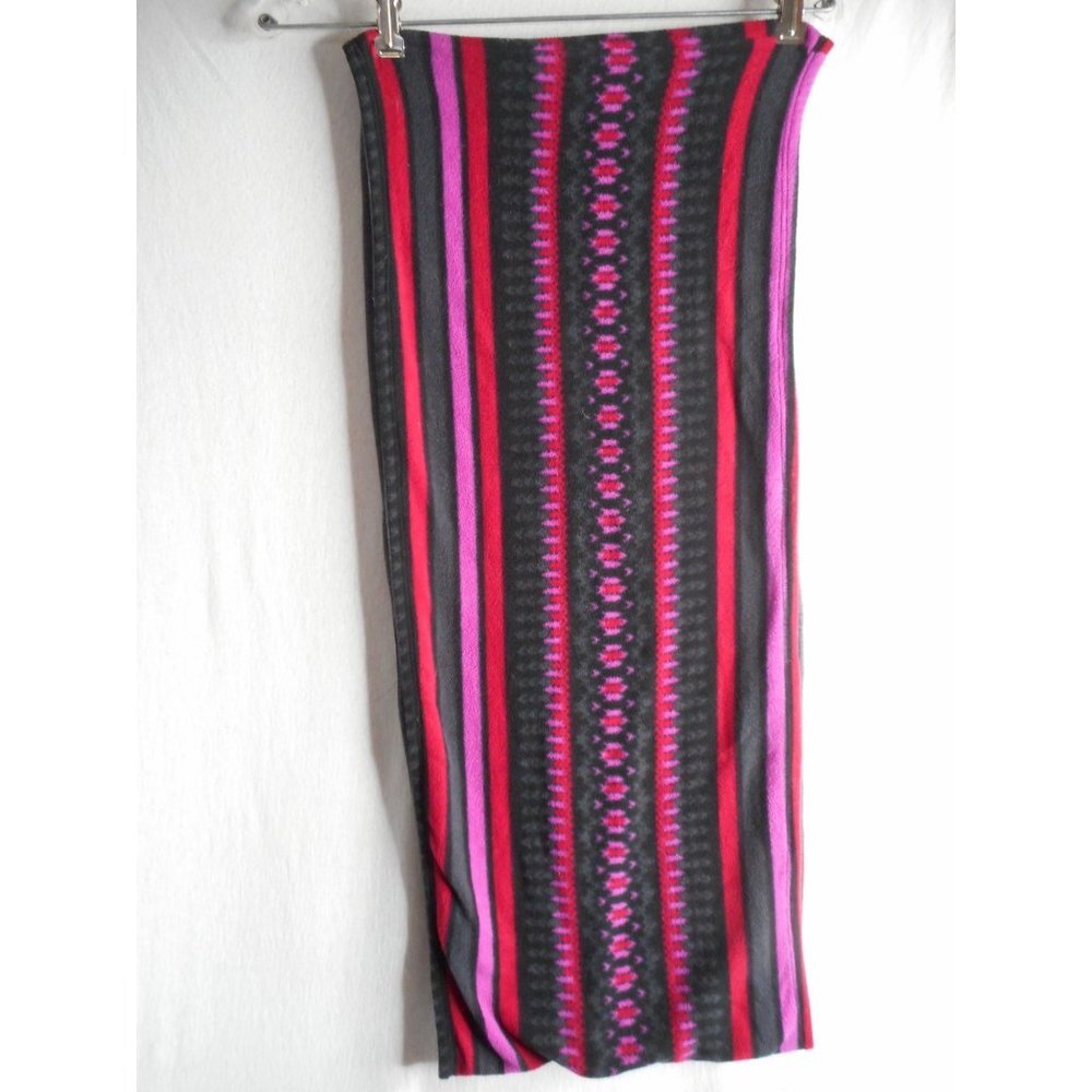 Super warm infinity Scarf Fleece purple burgundy black w/ grey inner